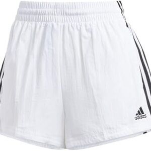 Adidas White & Black Athletic Side Stripe Unlined High Waisted Gym Shorts